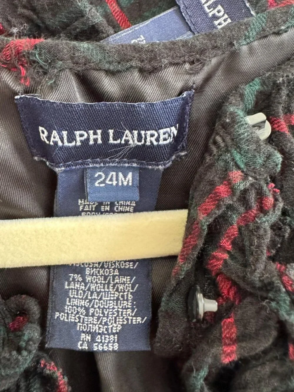 Ralph Lauren Tartan Plaid Dress 24M Bloomers Green Red